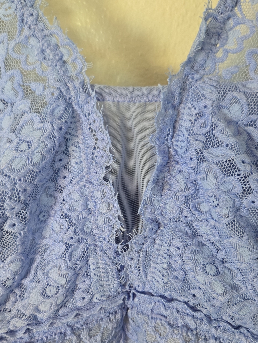 Aerie | Blue Eyelash Lace Plunge Bralette Size XL - Picture 5 of 13